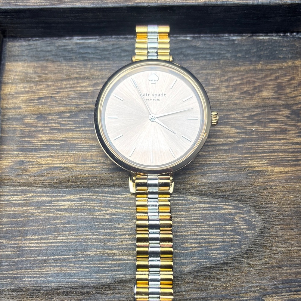 kate spade Two-Tone Rose Gold and Silver Bracelet Watch with Champagne Dial